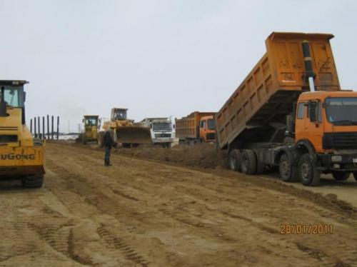 Fill of embankment at flyover 