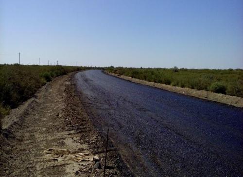 SP36+00-SP42+00. Prime coat of existing road Akzharma village