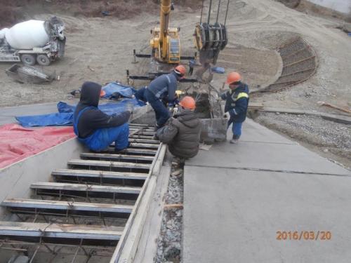 Progress of work of Company "OHL ZS" JSC lot 8 (bridge over the river Ili km 283). March 2016.