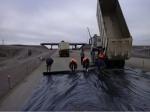 Cement Concrete Pavement PK 0+70, installation of geotextile